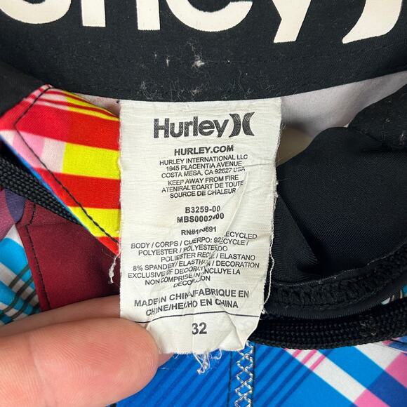 Hurley Phantom Rainbow Plaid Surf Swim Board Short 10" Inseam Men's Size 32 - Picture 4 of 8